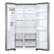 LG 635L Side by Side (Shiny Steel, Energiklasse D, Vand-/isdispenser med vandtilkobling, Smart Diagnosis™ med Wi-Fi, GSLV70PZTD