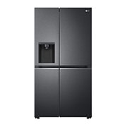 Visning forfra af 635L Side by Side (Matte Black Steel), Is og vand dispenser, Energiklasse E, Vand-/isdispenser uden vandtilkobling, Smart Diagnosis™ med Wi-Fi GSLV71MCLE