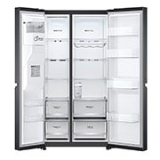 LG 635L Side by Side (Matte Black Steel), Is og vand dispenser, Energiklasse E, Vand-/isdispenser uden vandtilkobling, Smart Diagnosis™ med Wi-Fi, GSLV71MCLE