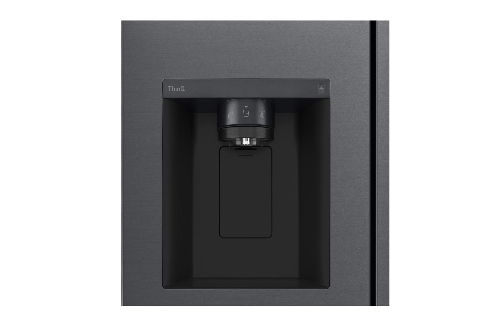 LG 635L Side by Side (Matte Black Steel), Is og vand dispenser, Energiklasse E, Vand-/isdispenser uden vandtilkobling, Smart Diagnosis™ med Wi-Fi, GSLV71MCLE