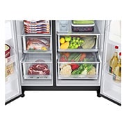 LG 635L Side by Side (Matte Black Stainless Steel), Energiklasse D, Vand-/isdispenser uden vandtilkobling, Smart Diagnosis™ med Wi-Fi, GSLV71MCTD