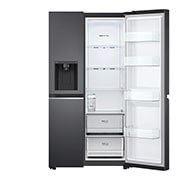 LG 635L Side by Side (Matte Black Stainless Steel), Energiklasse D, Vand-/isdispenser uden vandtilkobling, Smart Diagnosis™ med Wi-Fi, GSLV71MCTD