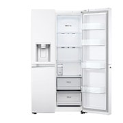 LG 635L Side by Side (Hvid), Is og vand dispenser, Energiklasse E, Vand-/isdispenser uden vandtilkobling, Smart Diagnosis™ med Wi-Fi, GSLV71SWTE