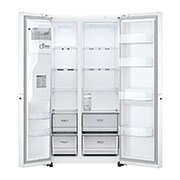LG 635L Side by Side (Hvid), Is og vand dispenser, Energiklasse E, Vand-/isdispenser uden vandtilkobling, Smart Diagnosis™ med Wi-Fi, GSLV71SWTE