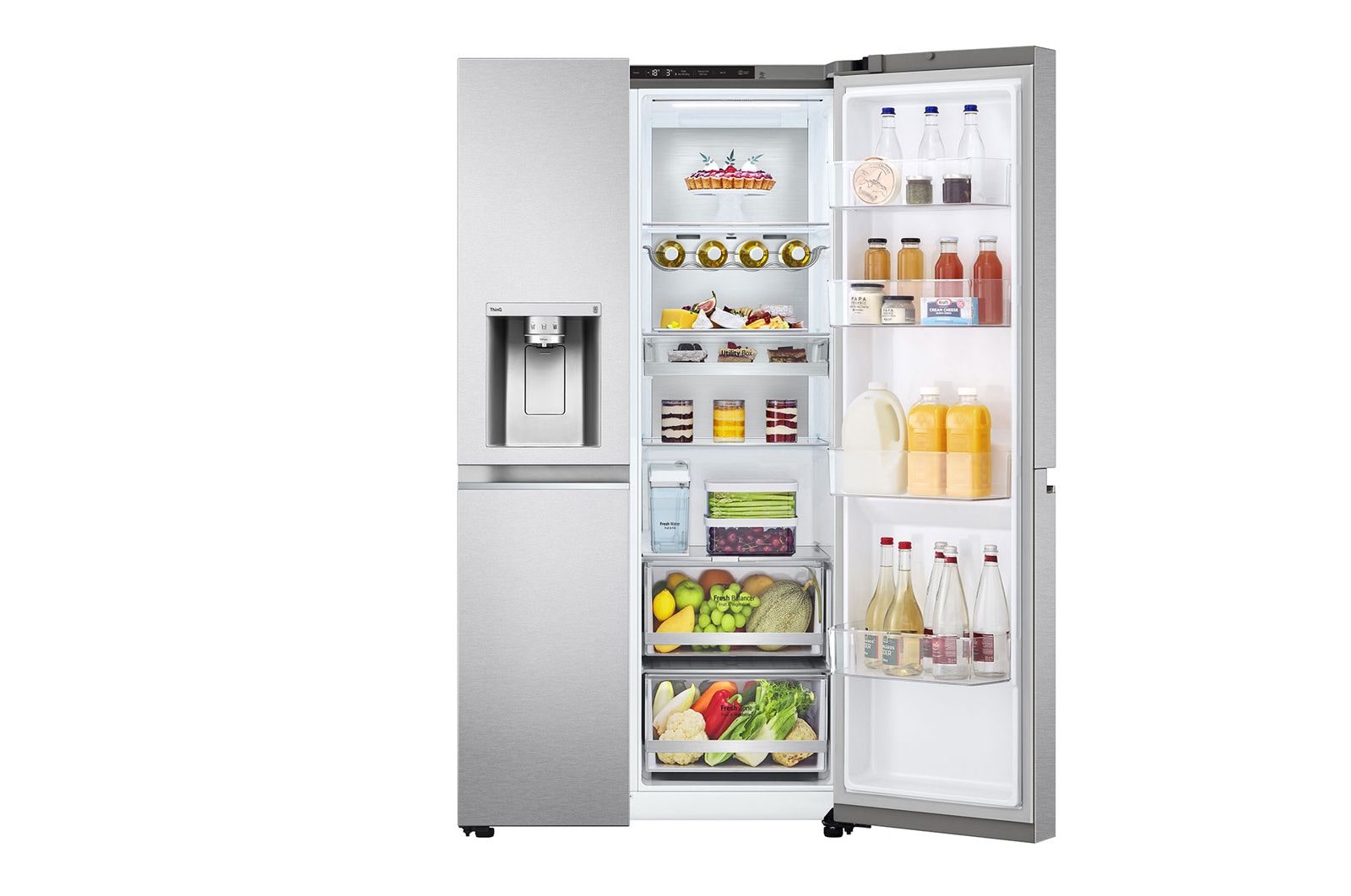 LG 635L Side by Side (Metal Sorbet), Energiklasse C, Vand-/isdispenser uden vandtilkobling, Smart Diagnosis™ med Wi-Fi, GSLV91MBAC