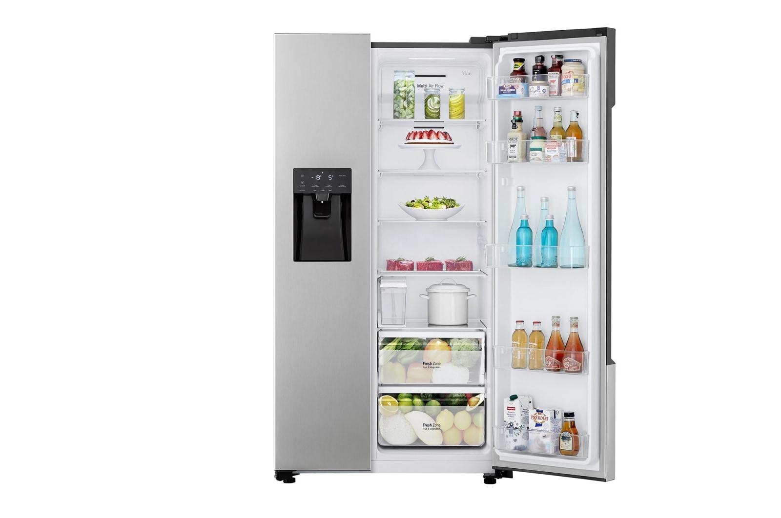 LG 562L Side by Side (Silver), Energiklasse E, Vann/isdispenser uden vandtilkobling, GSM32HSBEH