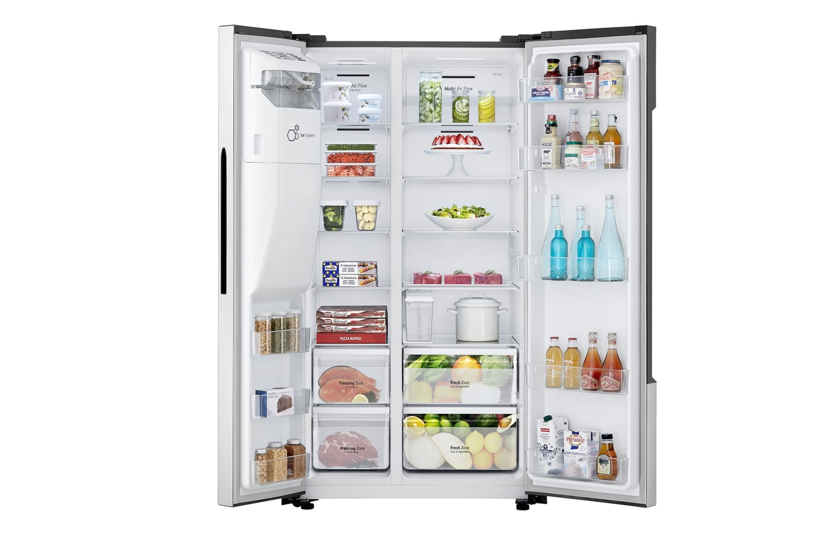 LG 562L Side by Side (Silver), Energiklasse E, Vann/isdispenser uden vandtilkobling, GSM32HSBEH