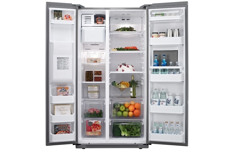 LG Afrimningsfrit side-by-side-skab i klasse A+ med isdispenser og minibar (507 L), GSP325NSCV
