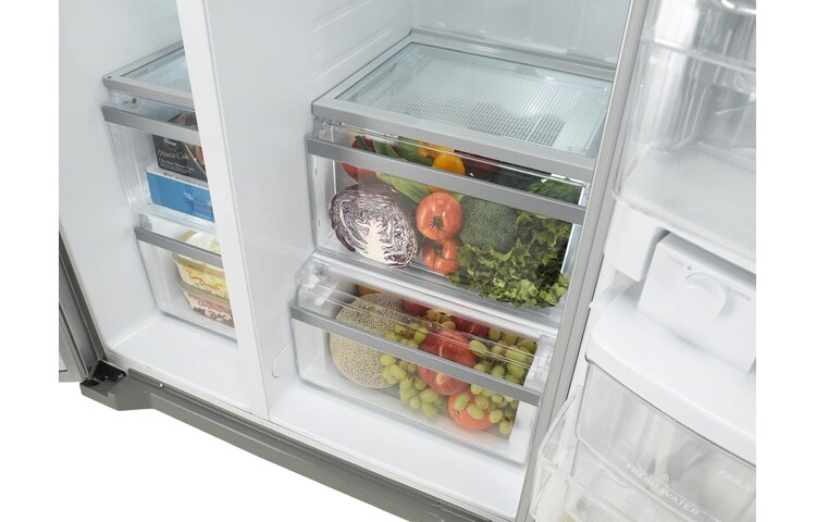 LG Afrimningsfrit side-by-side-skab i klasse A+ med isdispenser og minibar (507 L), GSP325NSCV