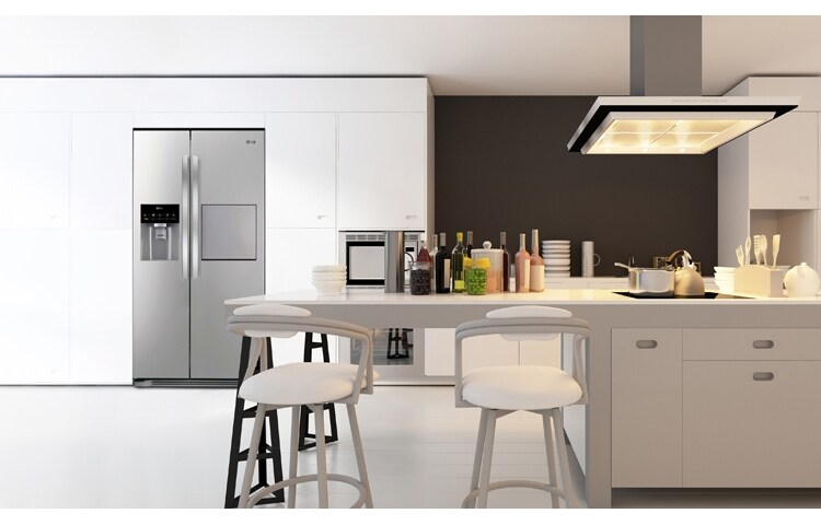 LG Afrimningsfrit side-by-side-skab i klasse A+ med isdispenser og minibar (507 L), GSP325NSCV
