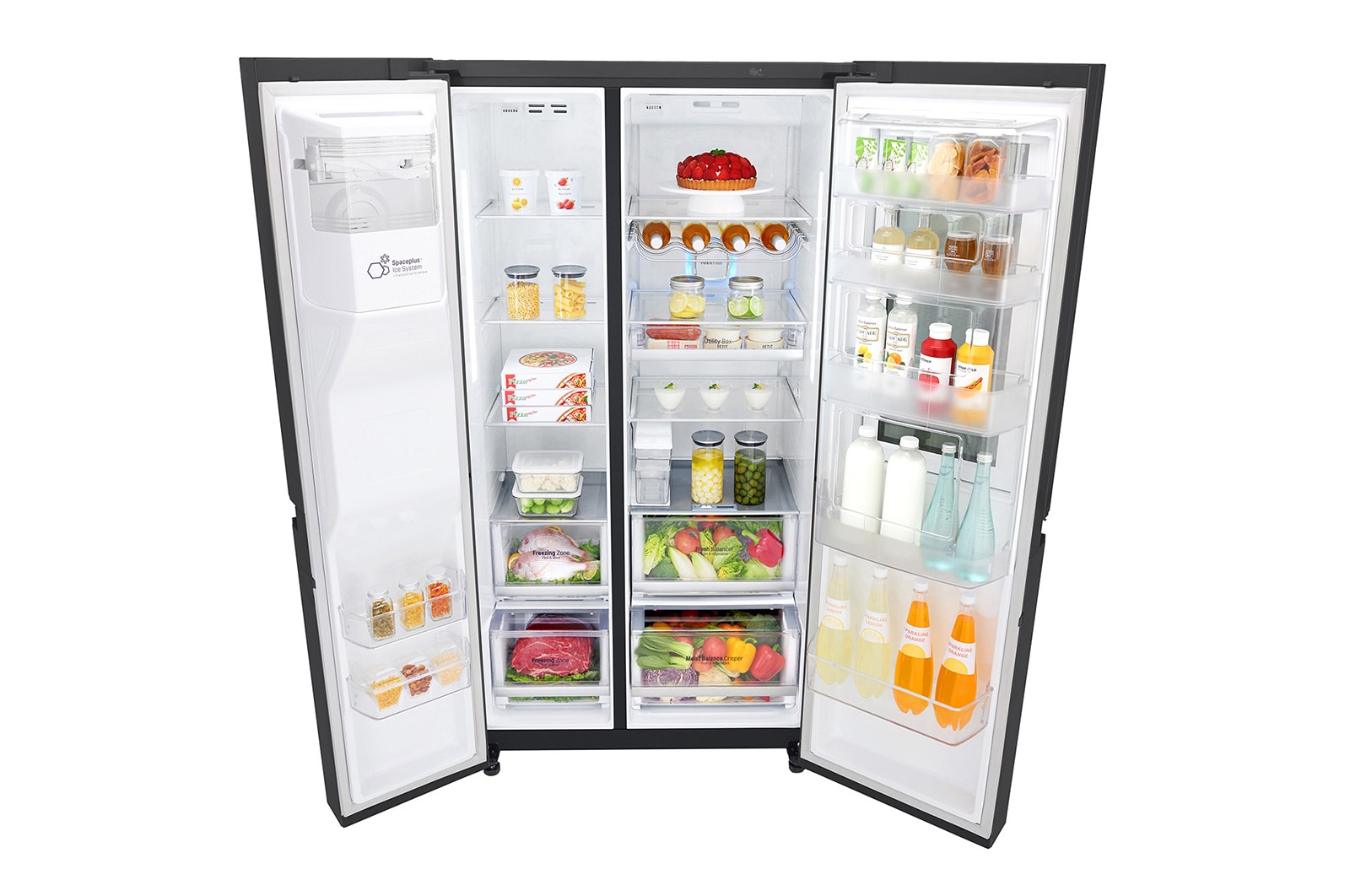 LG 625L InstaView Door in Door™ Side by Side (Matte Black), Energiklasse F, Vand-/isdispenser med vandtilkobling, Smart Diagnosis™ med Wi-Fi, GSX960MCVZ