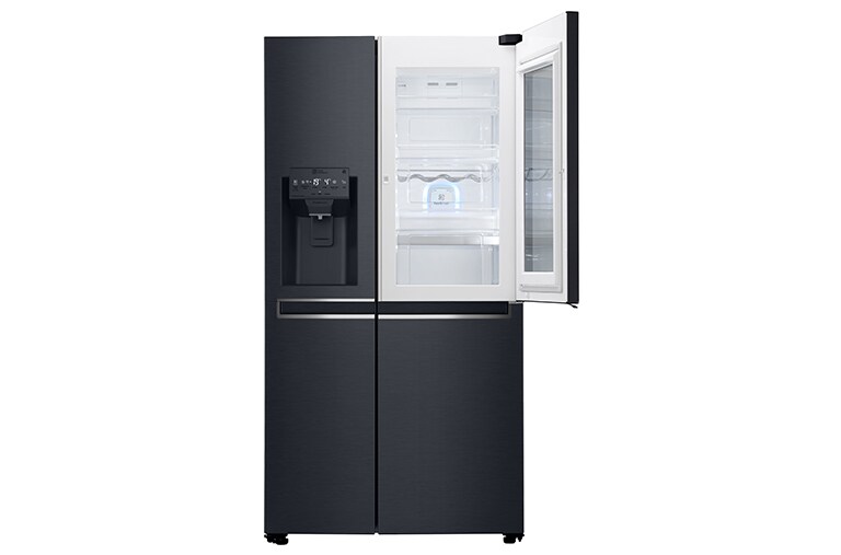 LG 625L InstaView Door in Door™ Side by Side (Matte Black), Energiklasse F, Vand-/isdispenser med vandtilkobling, Smart Diagnosis™ med Wi-Fi, GSX960MTAZ