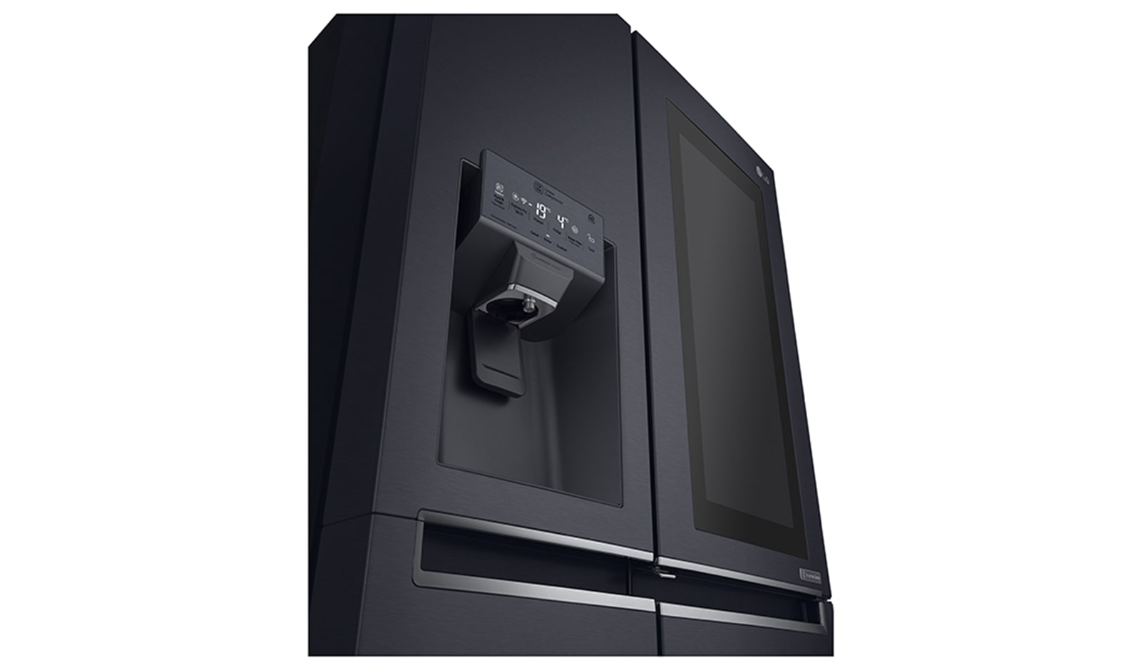 LG 625L InstaView Door in Door™ Side by Side (Matte Black), Energiklasse F, Vand-/isdispenser med vandtilkobling, Smart Diagnosis™ med Wi-Fi, GSX960MTAZ