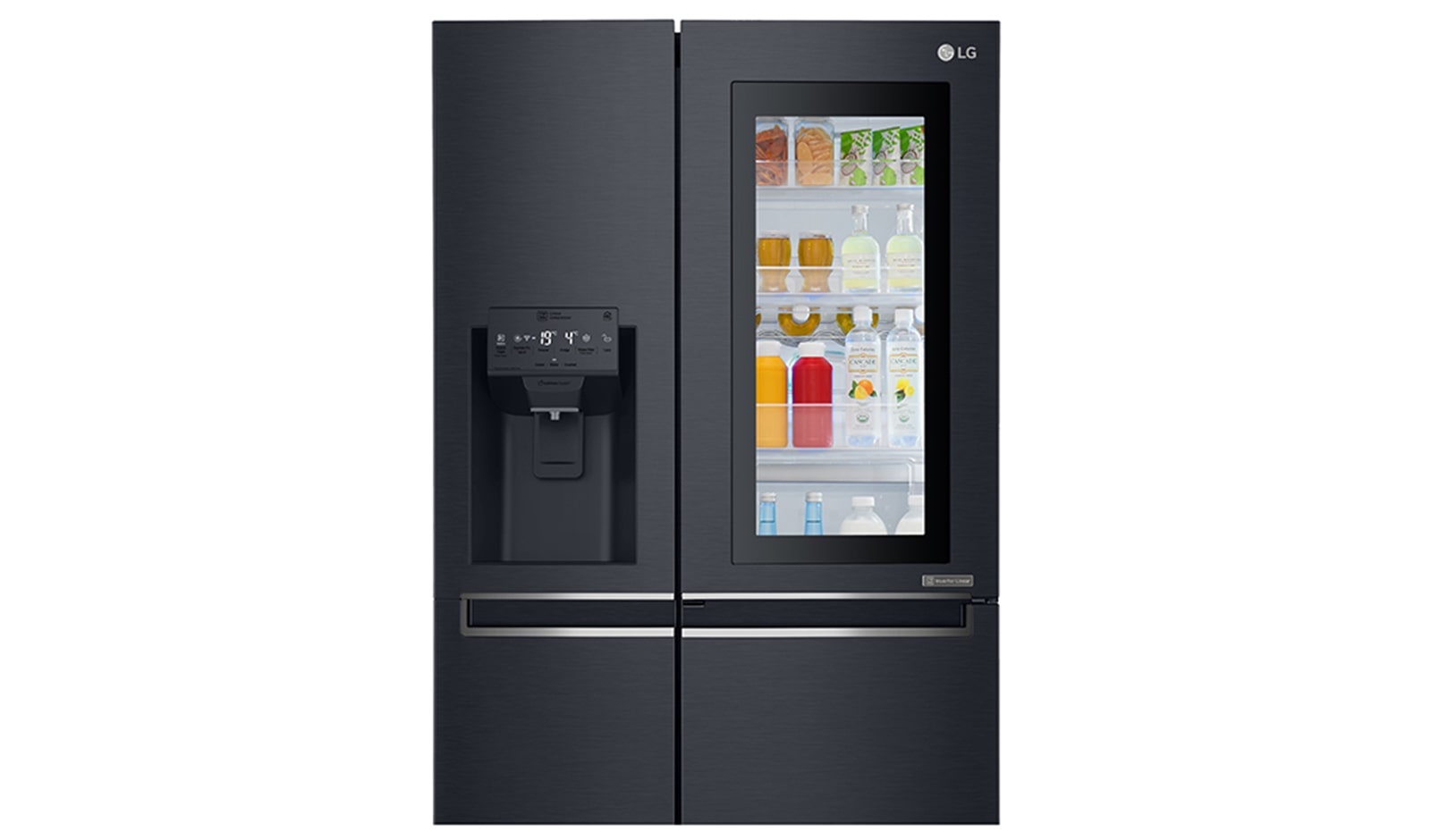 LG 625L InstaView Door in Door™ Side by Side (Matte Black), Energiklasse F, Vand-/isdispenser med vandtilkobling, Smart Diagnosis™ med Wi-Fi, GSX960MTAZ