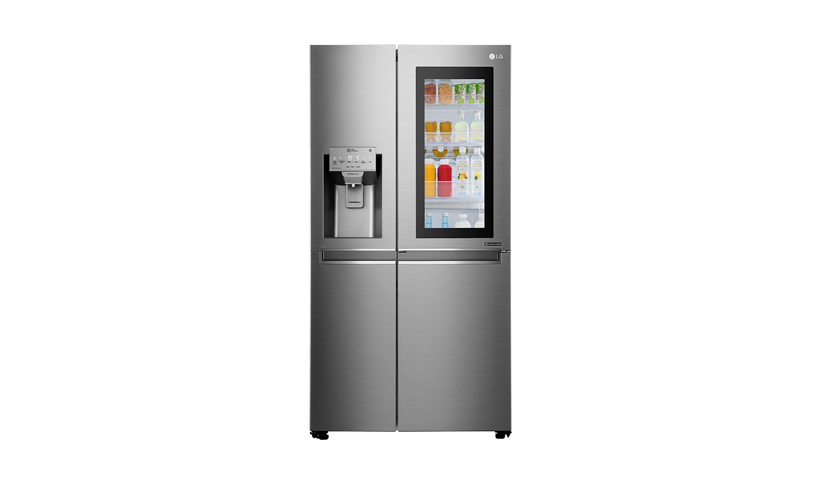 Visning forfra af 625L InstaView Door in Door™ Side by Side (Noble Steel) Energiklasse F Plumbing, Smart Diagnosis™ med wifi GSX960NSAZ