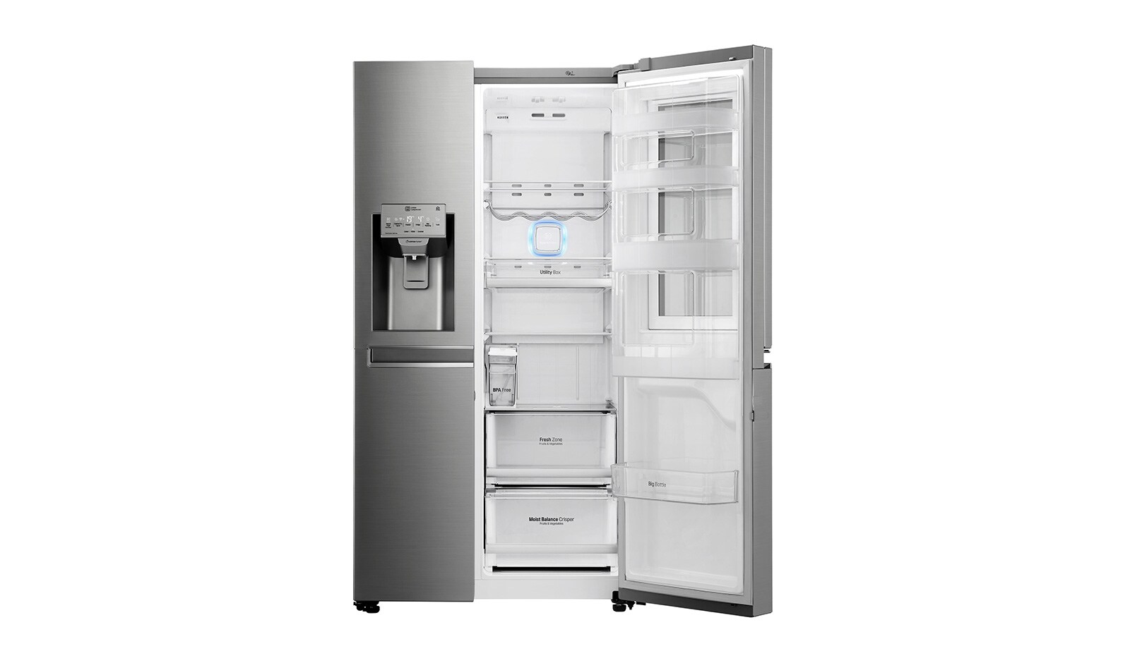 LG 625L InstaView Door in Door™ Side by Side (Noble Steel) Energiklasse F Plumbing, Smart Diagnosis™ med wifi, GSX960NSAZ