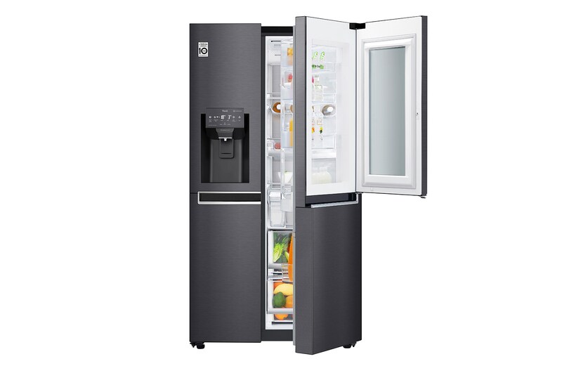 LG 625L InstaView Door in Door™ Side by Side (Matte Black) - Energiklasse E, Vand-/isdispenser uden vandtilkobling og Smart Diagnosis™ med Wi-Fi, GSX961MCCE