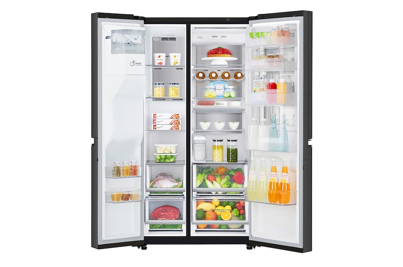 LG 625L InstaView Door in Door™ Side by Side (Matte Black) - Energiklasse E, Vand-/isdispenser uden vandtilkobling og Smart Diagnosis™ med Wi-Fi, GSX961MCCE