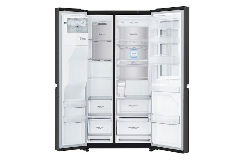 LG 625L InstaView Door in Door™ Side by Side (Matte Black) - Energiklasse E, Vand-/isdispenser uden vandtilkobling og Smart Diagnosis™ med Wi-Fi, GSX961MCCE