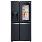 Visning forfra af 625L InstaView Door in Door™ Side by Side (Matte Black), Energiklasse F, Vand-/isdispenser med vandtilkobling, Smart Diagnosis™ med Wi-Fi GSX960MCVZ