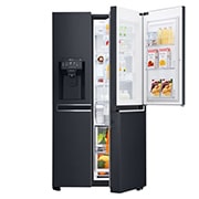 LG 625L InstaView Door in Door™ Side by Side (Matte Black), Energiklasse F, Vand-/isdispenser med vandtilkobling, Smart Diagnosis™ med Wi-Fi, GSX960MCVZ