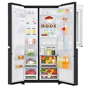 LG 625L InstaView Door in Door™ Side by Side (Matte Black), Energiklasse F, Vand-/isdispenser med vandtilkobling, Smart Diagnosis™ med Wi-Fi, GSX960MCVZ