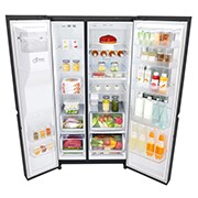 LG 625L InstaView Door in Door™ Side by Side (Matte Black), Energiklasse F, Vand-/isdispenser med vandtilkobling, Smart Diagnosis™ med Wi-Fi, GSX960MCVZ