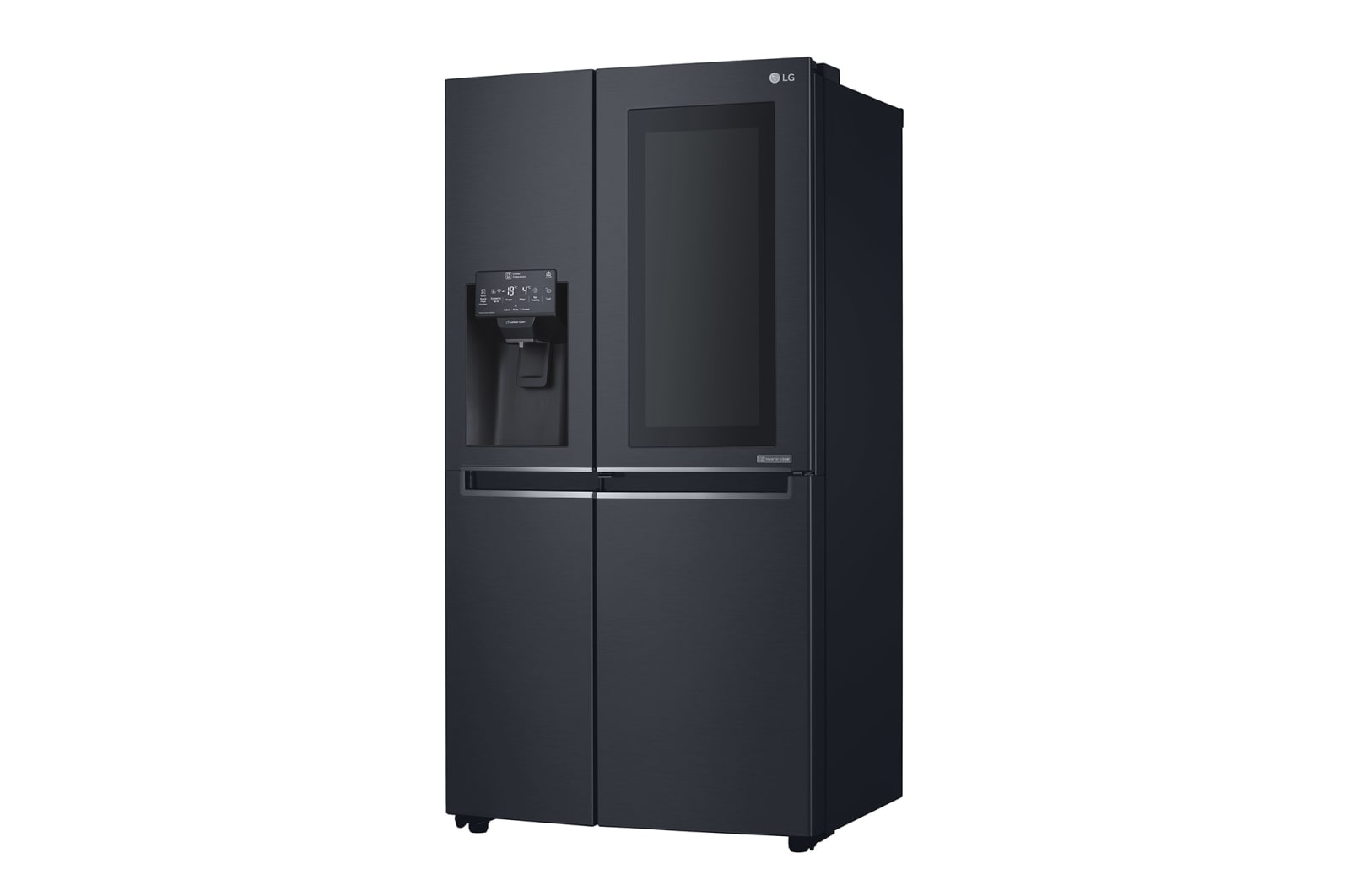 LG 625L InstaView Door in Door™ Side by Side (Matte Black), Energiklasse F, Vand-/isdispenser med vandtilkobling, Smart Diagnosis™ med Wi-Fi, GSX960MCVZ
