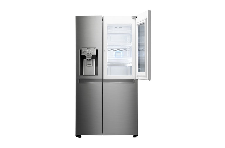 LG 625L InstaView Door in Door™ Side by Side (Perfect Steel) - Energiklasse F, Vand-/isdispenser uden vandtilkobling og Smart Diagnosis™ med Wi-Fi, GSX961NSAZ