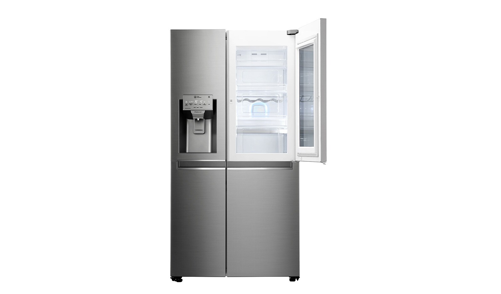 LG 625L InstaView Door in Door™ Side by Side (Perfect Steel) - Energiklasse F, Vand-/isdispenser uden vandtilkobling og Smart Diagnosis™ med Wi-Fi, GSX961NSAZ