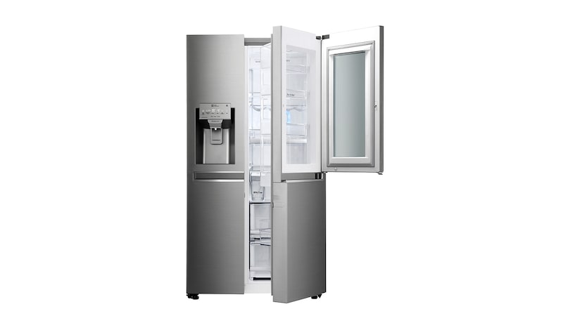 LG 625L InstaView Door in Door™ Side by Side (Perfect Steel) - Energiklasse F, Vand-/isdispenser uden vandtilkobling og Smart Diagnosis™ med Wi-Fi, GSX961NSAZ