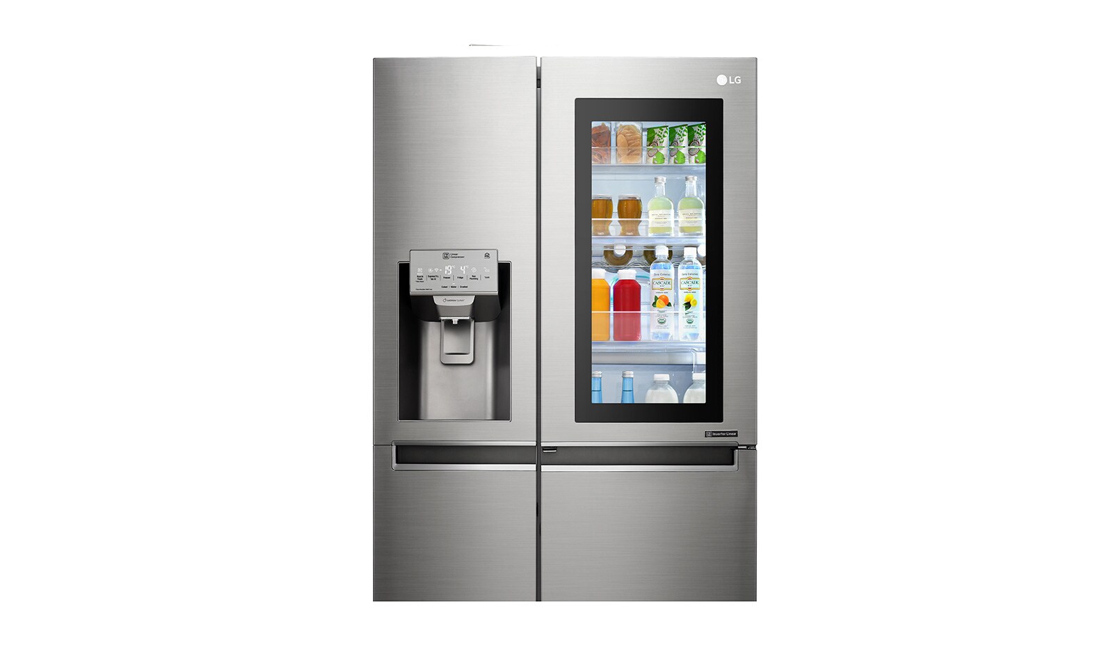 LG 625L InstaView Door in Door™ Side by Side (Perfect Steel) - Energiklasse F, Vand-/isdispenser uden vandtilkobling og Smart Diagnosis™ med Wi-Fi, GSX961NSAZ