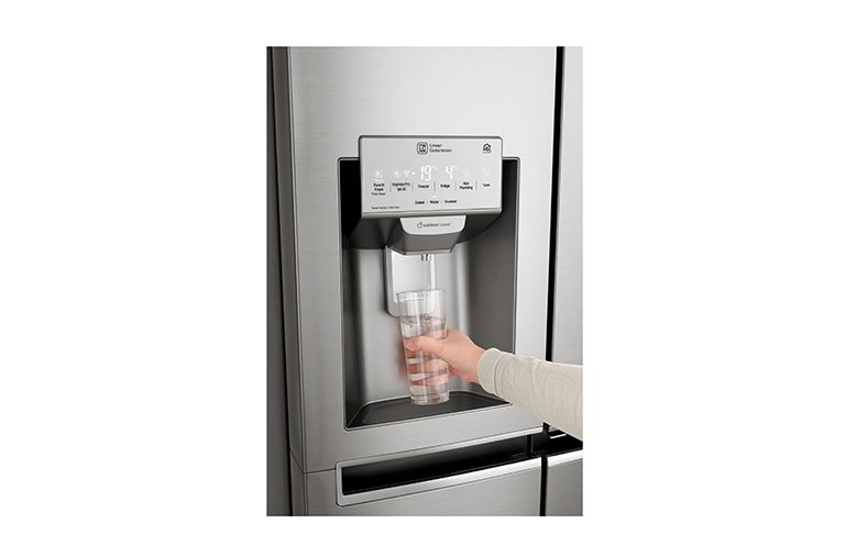 LG 625L InstaView Door in Door™ Side by Side (Perfect Steel) - Energiklasse F, Vand-/isdispenser uden vandtilkobling og Smart Diagnosis™ med Wi-Fi, GSX961NSAZ