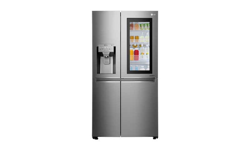 LG 625L InstaView Door in Door™ Side by Side (Perfect Steel) - Energiklasse F, Vand-/isdispenser uden vandtilkobling og Smart Diagnosis™ med Wi-Fi, GSX961NSAZ