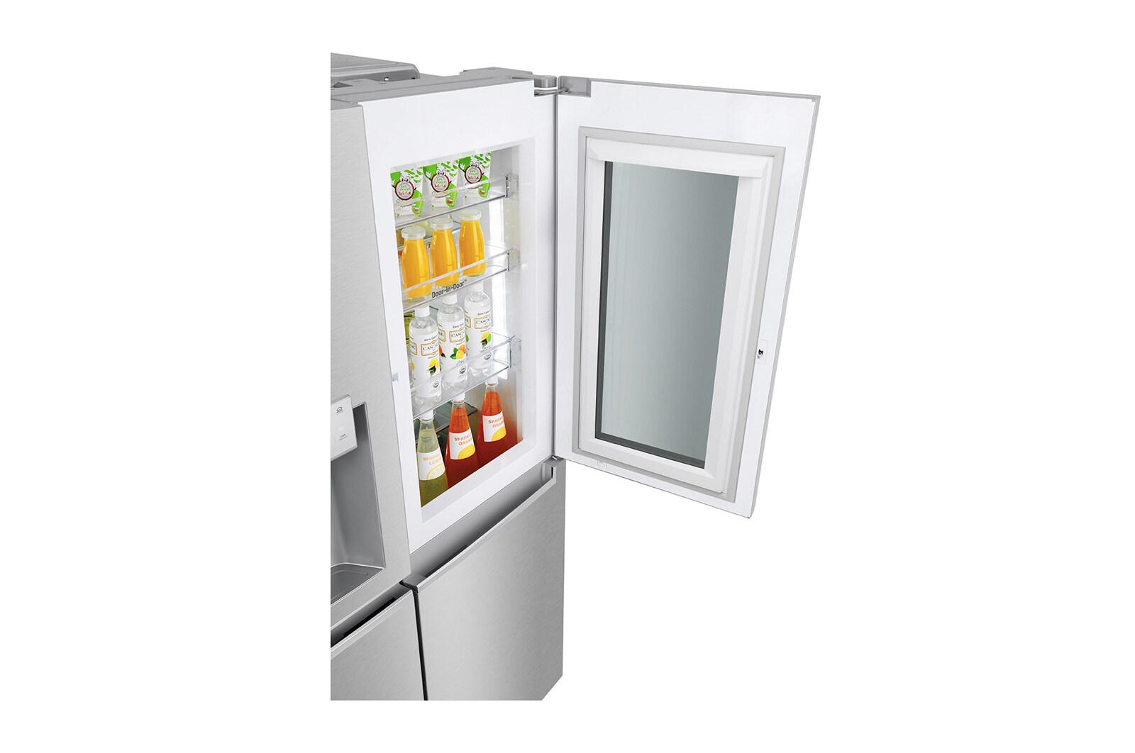 LG 625L InstaView Door in Door™ Side by Side (Perfect Steel) - Energiklasse F, Vand-/isdispenser uden vandtilkobling og Smart Diagnosis™ med Wi-Fi, GSX961NSCZ