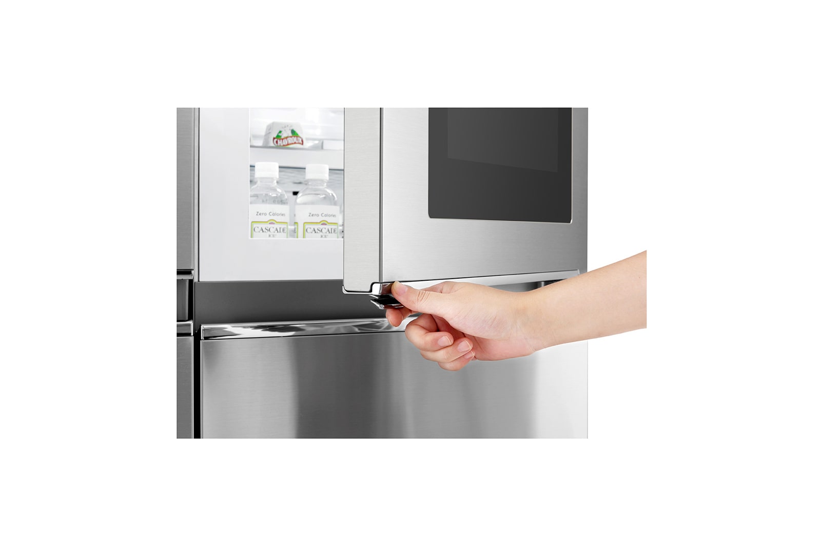 LG 625L InstaView Door in Door™ Side by Side (Perfect Steel) - Energiklasse F, Vand-/isdispenser uden vandtilkobling og Smart Diagnosis™ med Wi-Fi, GSX961NSCZ