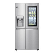 Visning forfra af 625L InstaView Door in Door™ Side by Side (Perfect Steel) - Energiklasse F, Vand-/isdispenser uden vandtilkobling og Smart Diagnosis™ med Wi-Fi GSX961NSCZ