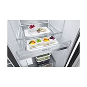 LG 628L InstaView Door in Door™ Side by Side (Essence Black), Energiklasse D, Vand-/isdispenser med vandtilkobling, Smart Diagnosis™ med Wi-Fi, GSXE90EVAD