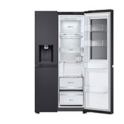 LG 628L InstaView Door in Door™ Side by Side (Essence Black), Energiklasse D, Vand-/isdispenser med vandtilkobling, Smart Diagnosis™ med Wi-Fi, GSXE90EVAD