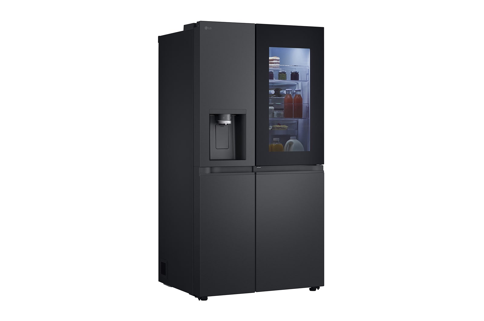 LG 628L InstaView Door in Door™ Side by Side (Essence Black), Energiklasse D, Vand-/isdispenser med vandtilkobling, Smart Diagnosis™ med Wi-Fi, GSXE90EVAD