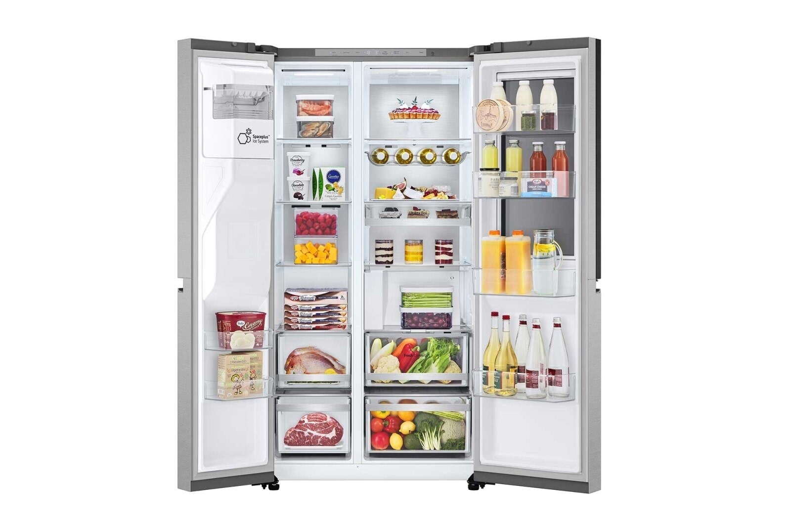 LG 628L InstaView Door in Door™ Side by Side (Metal Sorbet), Energiklasse D, Vand-/isdispenser med vandtilkobling, Smart Diagnosis™ med Wi-Fi, GSXE90MBAD