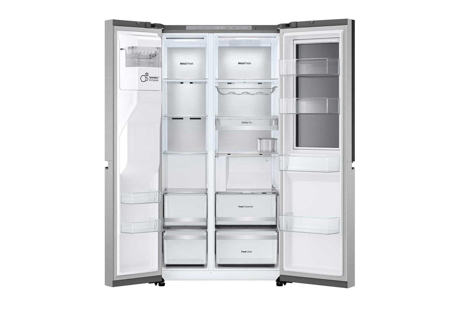 LG 628L InstaView Door in Door™ Side by Side (Metal Sorbet), Energiklasse D, Vand-/isdispenser med vandtilkobling, Smart Diagnosis™ med Wi-Fi, GSXE90MBAD