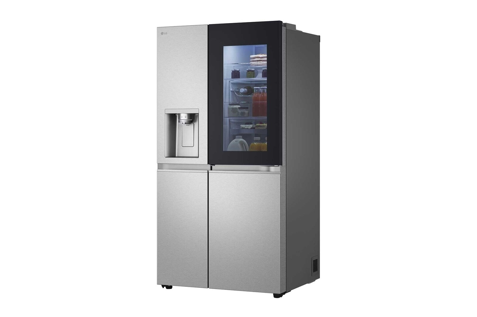 LG 628L InstaView Door in Door™ Side by Side (Metal Sorbet), Energiklasse D, Vand-/isdispenser med vandtilkobling, Smart Diagnosis™ med Wi-Fi, GSXE90MBAD