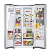 LG 628L InstaView Door in Door™ Side by Side (Metal Sorbet), Energiklasse D, Vand-/isdispenser med vandtilkobling, Smart Diagnosis™ med Wi-Fi, GSXE90MBAD