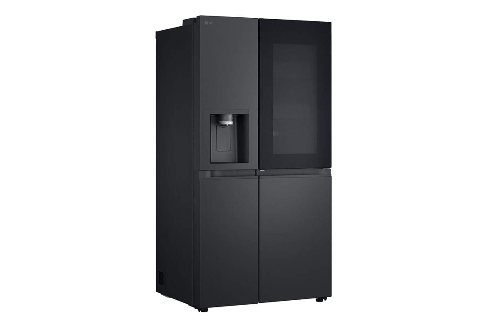 LG 628L InstaView Door in Door™ Side by Side (Essence Black), Energiklasse D, Vand-/isdispenser uden vandtilkobling, Smart Diagnosis™ med Wi-Fi, GSXE91EVAD