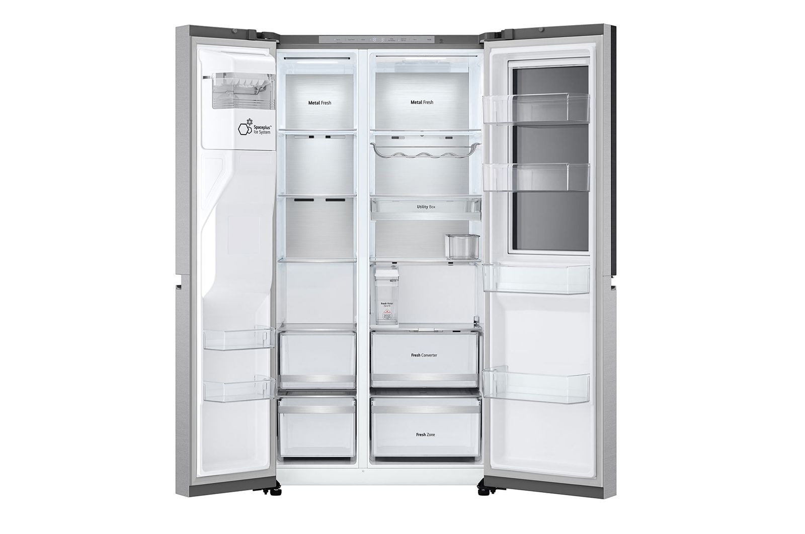 LG 628L InstaView Door in Door™ Side by Side (Metal Sorbet), Energiklasse D, Vand-/isdispenser uden vandtilkobling, Smart Diagnosis™ med Wi-Fi, GSXE91MBAD