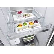LG 628L InstaView Door in Door™ Side by Side (Metal Sorbet), Energiklasse D, Vand-/isdispenser uden vandtilkobling, Smart Diagnosis™ med Wi-Fi, GSXE91MBAD