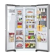 LG 628L InstaView Door in Door™ Side by Side (Metal Sorbet), Energiklasse D, Vand-/isdispenser uden vandtilkobling, Smart Diagnosis™ med Wi-Fi, GSXE91MBAD