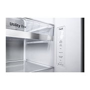 LG 635L InstaView Door in Door™ Side by Side (Brushed Steel), Energiklasse E, Vand-/isdispenser med vandtilkobling, Smart Diagnosis™ med Wi-Fi, GSXV90BSAE