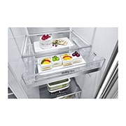 LG 635L InstaView Door in Door™ Side by Side (Brushed Steel), Energiklasse E, Vand-/isdispenser med vandtilkobling, Smart Diagnosis™ med Wi-Fi, GSXV90BSAE
